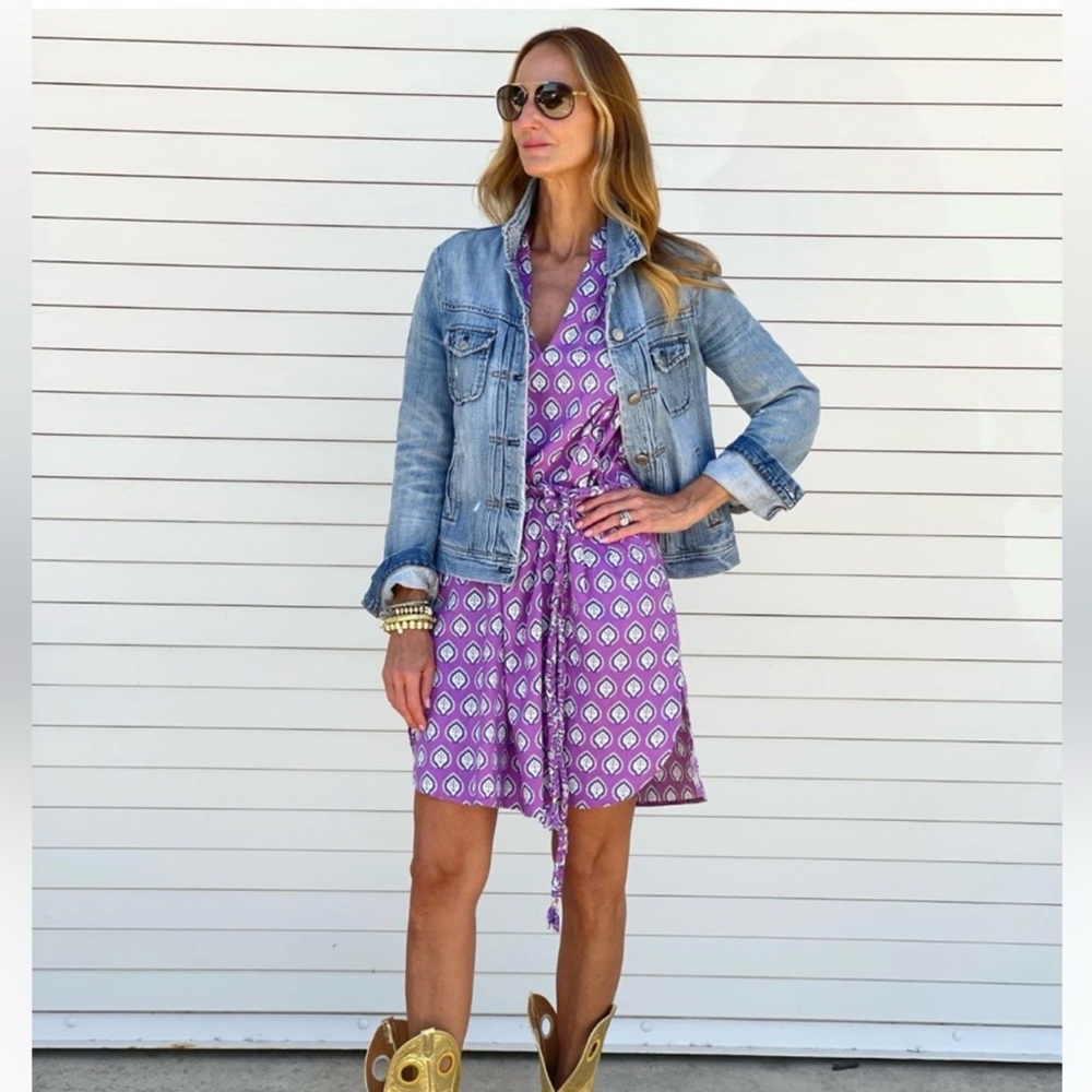 🆕 Caryn Lawn Belted Leaf Kelly Pippi Dress Purple MSRP $178